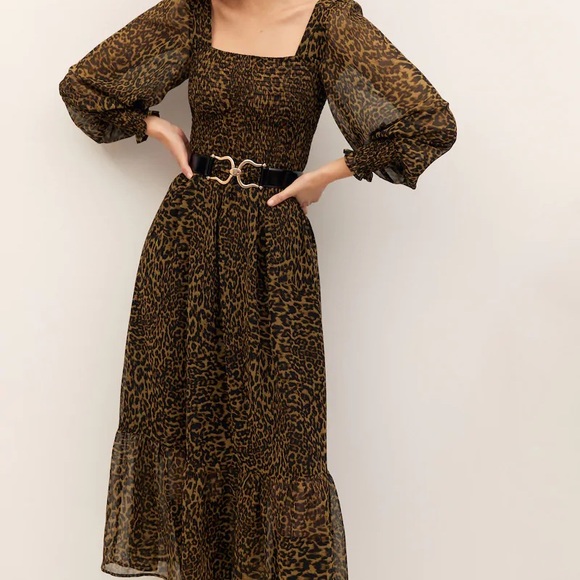 Mango Leopard Midi Dress Size S - Picture 8 of 10